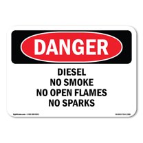 OSHA Danger Sign - Diesel No Smoke No Open Flames No Sparks | Plastic Sign | Protect Your Business, Construction Site, Shop Area |  Made in The USA