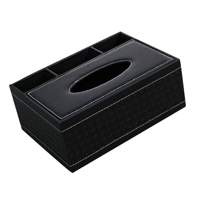 Houderco Organizador Negro Para Escritorio Con Caja De Pañuelos Y Portabolígrafos Ecológico