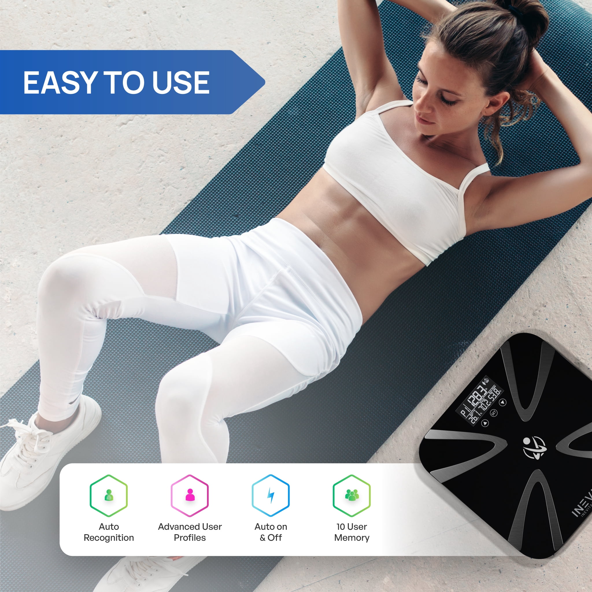 INEVIFIT Body Fat Scale with Digital Body Composition Analyzer, Body Weight, BMI & more - Black
