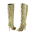 thumbnail image 2 of SACFOF Womens Thigh High Boots Stiletto Heel Faux Snakeskin Boots Side Pull-On Casual Slouchy Over The Knee Boots for Women, 2 of 6