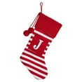 thumbnail image 2 of putnchl 8 Inches Initial Christmas Stocking Monogram Striped Christmas Stocking red Green with White Embroidered Letter Christmas decorations, 2 of 3