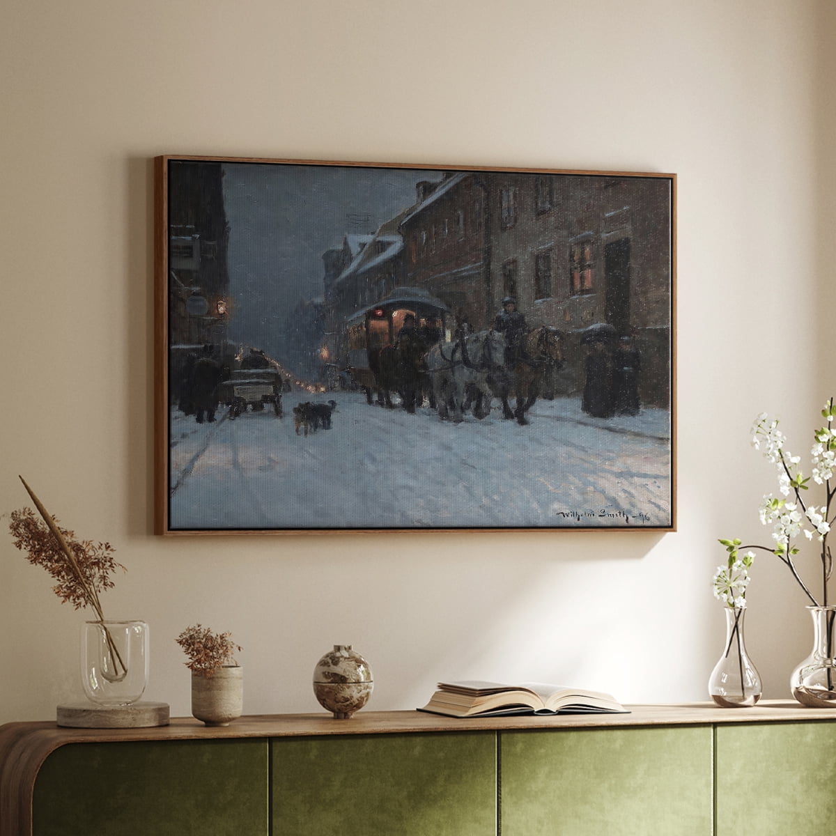 Vintage Landscape-CCCLXXXIV By Wexford Home Framed in Walnut Wood Gallery Wrapped Canvas 25 in. x 37 in.