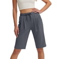thumbnail image 4 of Hurxie Comfy Bermuda Shorts for Women Sweat Knit Long Shorts Knee Length Jersey Shorts for Lounge Casual Gray,3XL, 4 of 6