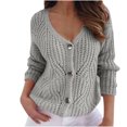 thumbnail image 2 of Lilgiuy Women's Solid Color Button Knitted Autumn And Winter Top Coat Cardigan Blouse Winter Fashion 2022, 2 of 5