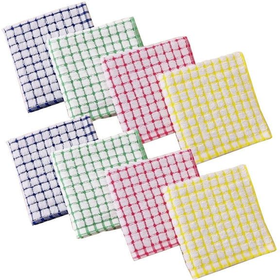 Cotton Kitchen Dish Cloths,Bexikou 8 Pack 12 x 12 inches Soft and Absorbent Dish Towel, Quick Drying Dish Towels for Washing Dishes, Mixed Color