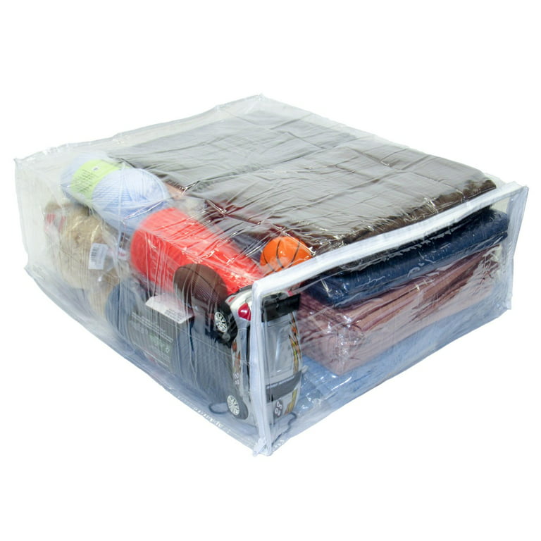 2 Big 5 Gal XL LARGE Clear Plastic Storage Bags W Handle 20x17 Zip Clothes  BAG Store Clothes Quilt Linen Spacemaker True Living Essential 