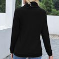 thumbnail image 5 of Women's Long sleeves Solid High Neck Sweatshirts Casual Drawstring Loose Lightweight Pullover, 5 of 7