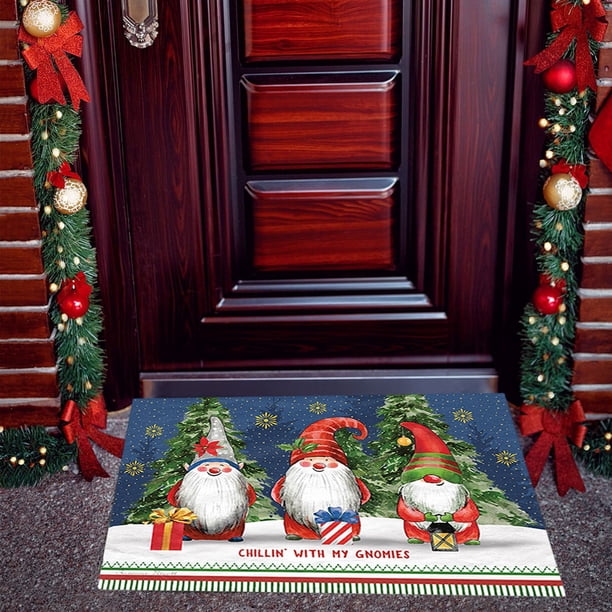 Adornos navideños, alfombras de cocina navideñas, tapete de cocina con gnomo navideño, tapetes antideslizantes para el piso, alfombra festiva con decoraciones navideñas de invierno.