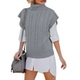 thumbnail image 4 of BEAFNKSG Women Turtleneck Sweater Vest Oversized Sleeveless Cable Knit Vest Shoulder Pad Jumper Vest, 4 of 8