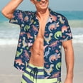 thumbnail image 5 of Lsque Dinosaur pattern Hawaiian Shirt for Men, Unisex Summer Beach Casual Short Sleeve Button Down Shirts-X-Large, 5 of 9