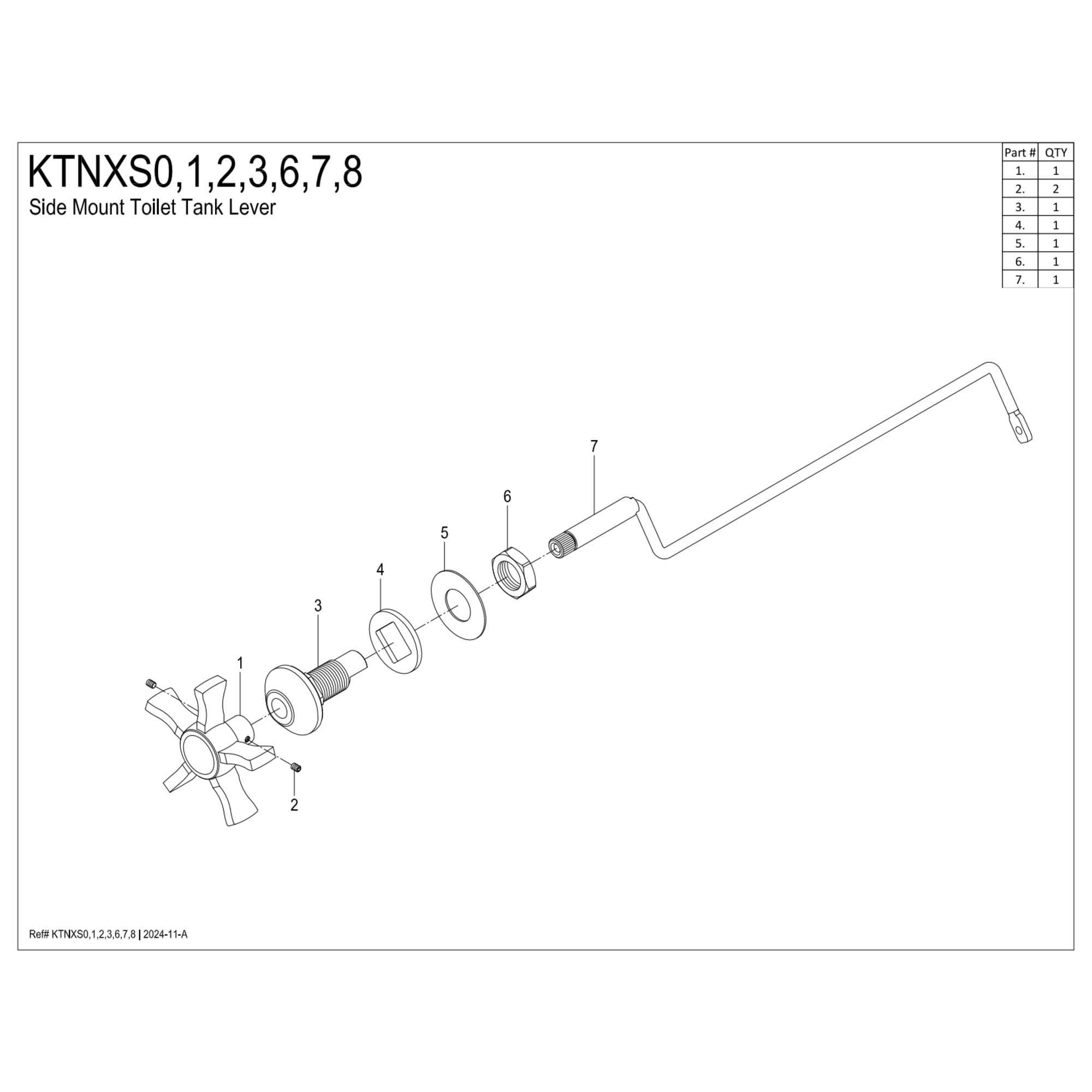 Kingston Brass KTNXS6 Hamilton Side Mount Toilet Tank Lever in Polished Nickel