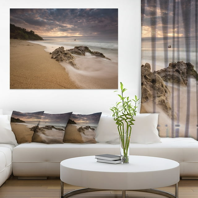 Peaceful Seashore with White Waves - Beach Photo Canvas Print