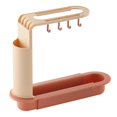 thumbnail image 1 of Estante para fregadero multifuncional con ganchos, estante de drenaje de platos ajustable de plástico para cocina, 1 of 4