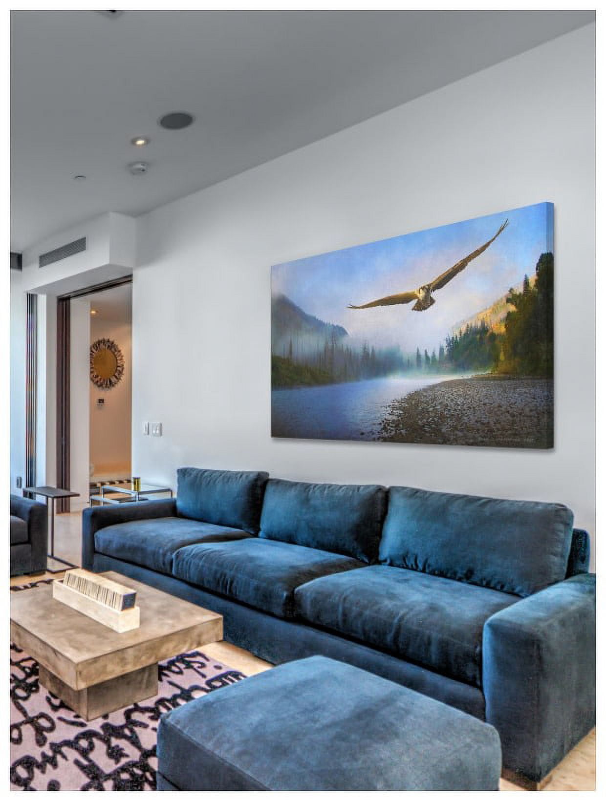 "Foggy River Osprey" Painting Print on Wrapped Canvas