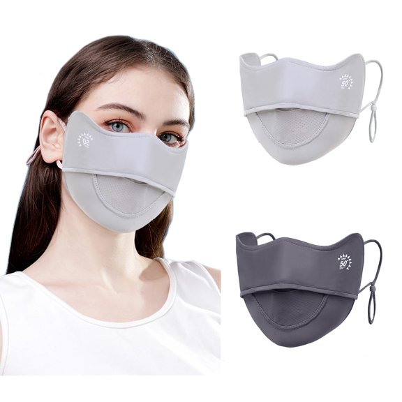 2Pcs UV Face Mask, Sun Masks for Women, Cooling Breathable Face Cover for Outdoors, Washable Reusable
