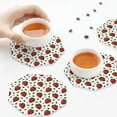 thumbnail image 7 of Fuzoiu Strawberry Print Leather Coasters Set,Drink Coasters Set of 6,for Tabletop Protection, Durable PVC Coasters,Home Décor and Housewarming Gift,Octagon, 7 of 7