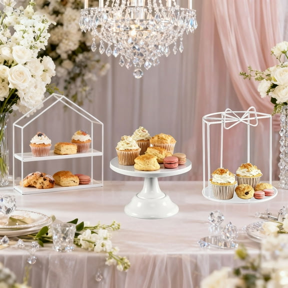 Birthday Wedding Baby Shower Cake Stand, White (3 Count)
