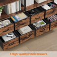 thumbnail image 3 of Bookshelf with 8 Fabric Drawers, 7-Tier Bookcase with Baffles Display Shelves,  Large Book Shelf for Living Room Home Office, Rustic Brown, 3 of 8