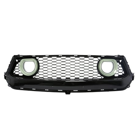 Ikon Motorsports Front Upper Grille, Compatible with 2024-2026 Ford Mustang EcoBoost/GT, Gloss Black Grille with Smoke Lens IKON V1 Style ABS Plastic Replacement Front Bumper Hood Grill w/ LED