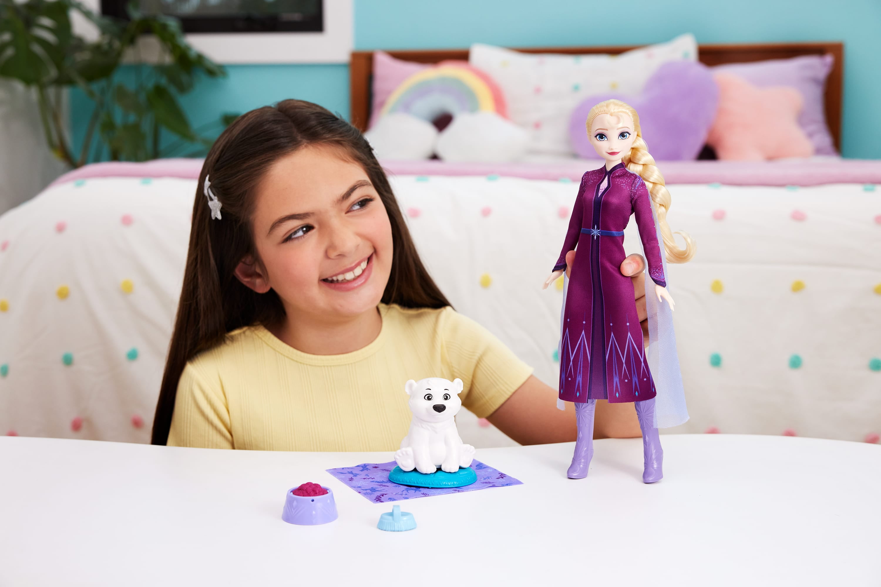 Disney Frozen Elsa Fashion Doll & Polar Bear Cub Figure with 4 Nurturing Accessories
