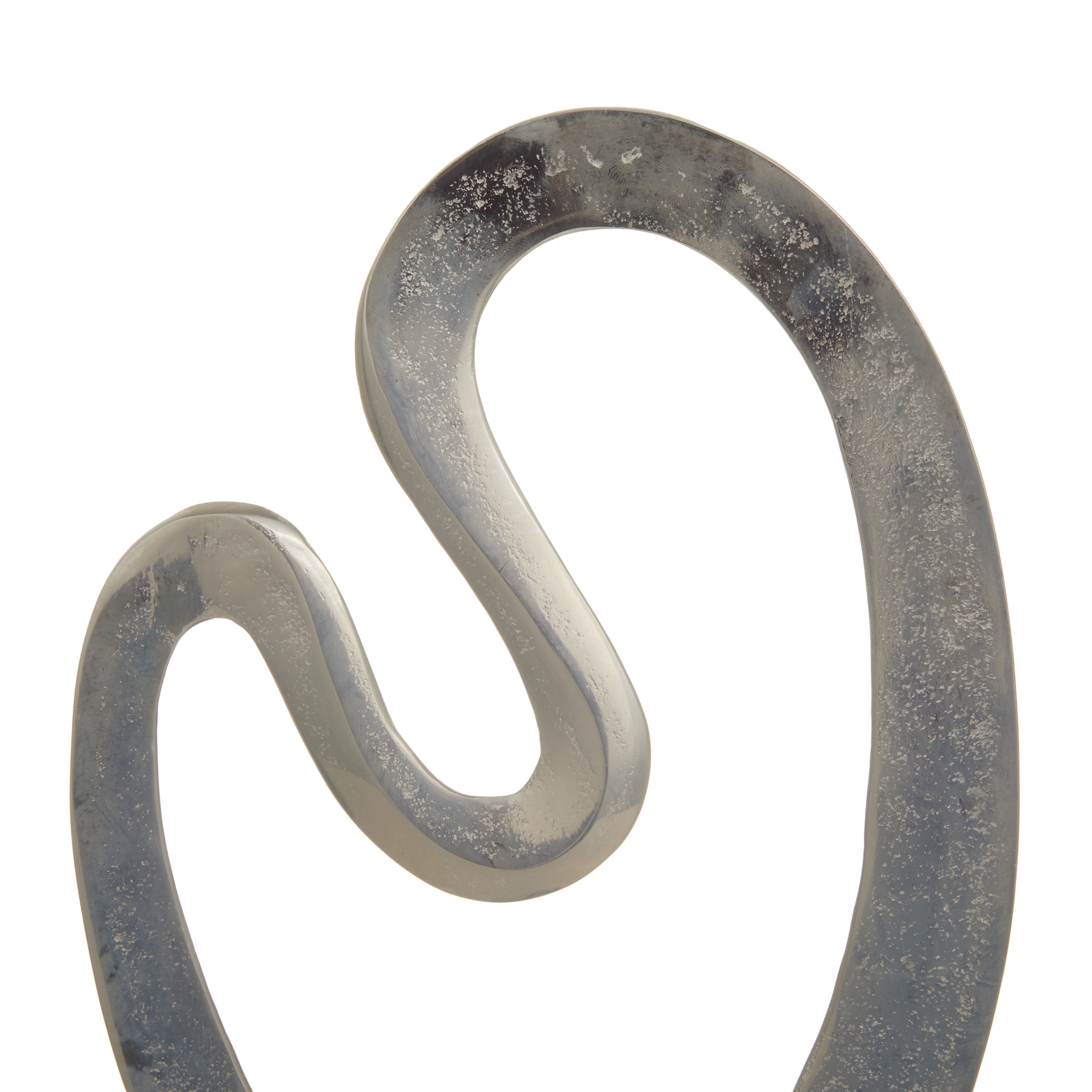 24", 21"H Silver Marble Abstract Sculpture with Black Base, by CosmoLiving by Cosmopolitan (2 Count)