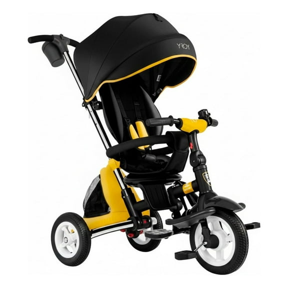 Triciclo Evolutivo Para Niños Semi-Plegable Asiento 360° Amarillo