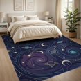 thumbnail image 3 of ODIKA 8'x10' Washable Area Rug Night Sky Design With Planets And Cosmic Swirls Space Galaxy Star Playful for Dining Room, Large Office, Lounge, Non-Slip Chair-Friendly Mat, 3 of 7