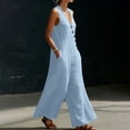 thumbnail image 6 of Gamivast Overalls for Women Pull-On Waist Wide Leg Baggy Overalls Lightweight Sleeveless Holiday Beach Overalls with Pockets Lounge Pants Summer Casual Wear, 6 of 7