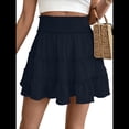 thumbnail image 1 of Falda Corta de Verano para Mujer, con Volantes, Cintura Alta, Informal, Estilo Bohemio, para Playa, con Pantalones Cortos Incorporados, Azul Marino, Talla M, 1 of 7