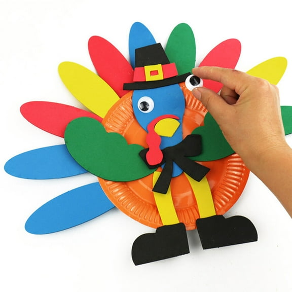Soimiss 2Pcs Thanksgiving Craft Kits Diy Crafting Materials Set Multi-Colored Paper For Kids Educational Toys