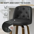 thumbnail image 6 of Foreate Swivel PU Bar Stools Set of 2, 29" Uholstered Leather with Button-tufted Mid-Back & Wood Legs, Modern Chair Kitchen Pub Island Counter Stool, 6 of 11
