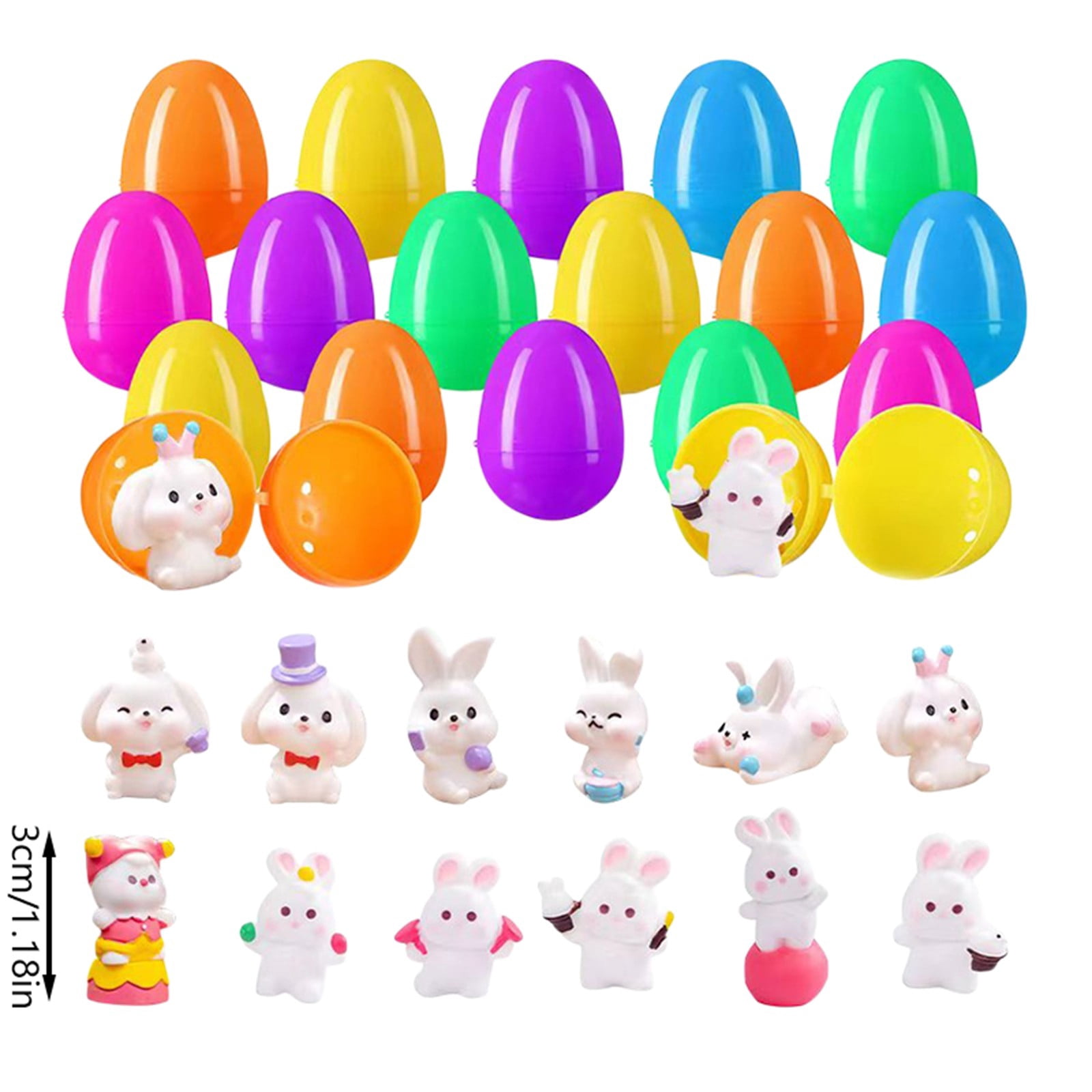 12/24-Piece Easter Egg Bunny Ornament Set, Each Egg Contains A Hidden Mini Bunny Ornament For Kids' Egg & Easter Fun, Ideal For Family Gatherings, School Events, Parties,