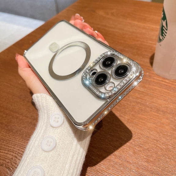 iPhone 14 Pro Max Mag Safe Case Diamond Plating TPU Shockproof Magnetic Cover