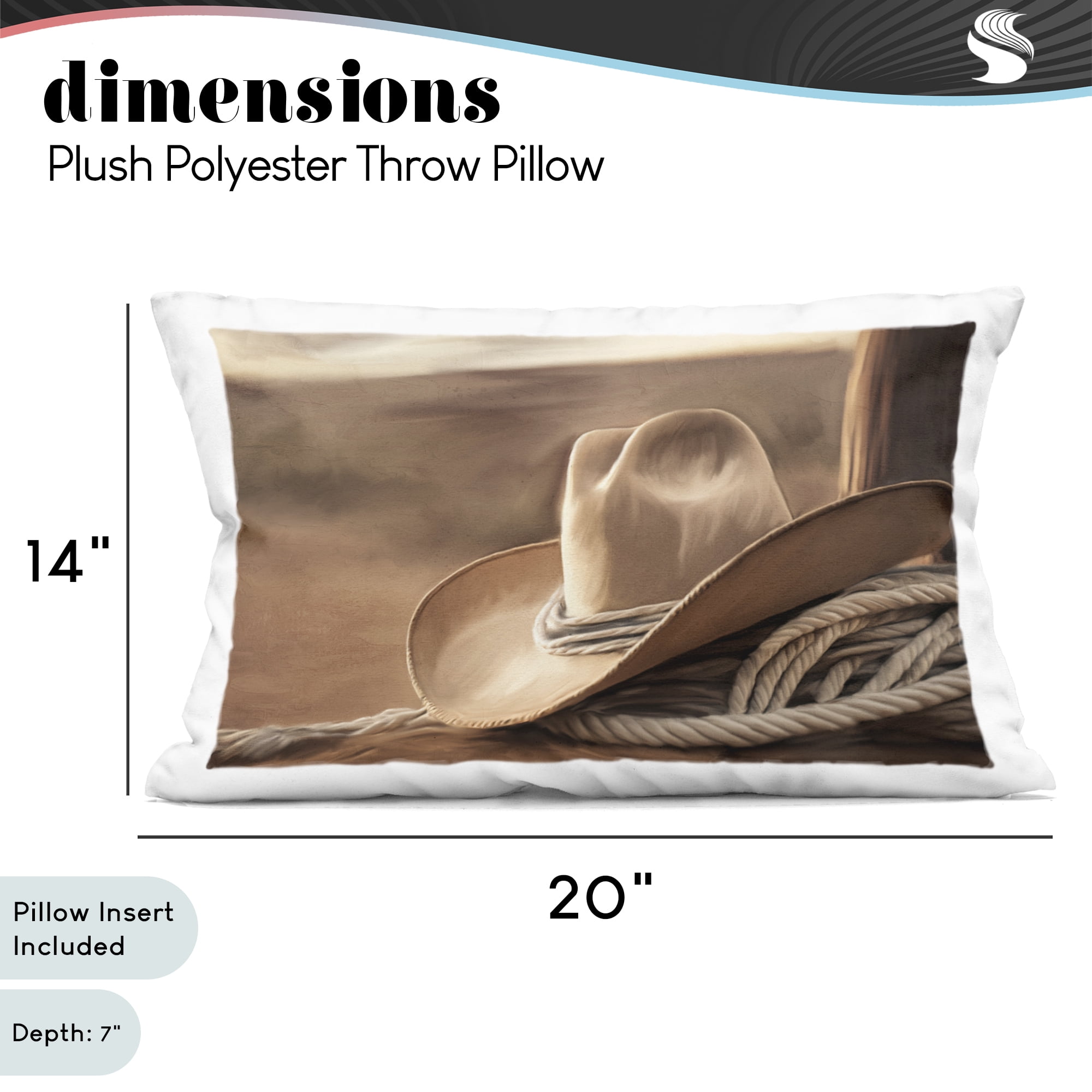 Stupell Industries White Cowboy Hat Decorative Printed Throw Pillow, design by Kim Allen, 14 x 7 x 20