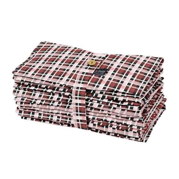 S4Sassy Black Check Table Cloth Dinner Holiday Cloth Napkins Home Kitchen Cocktail Napkins