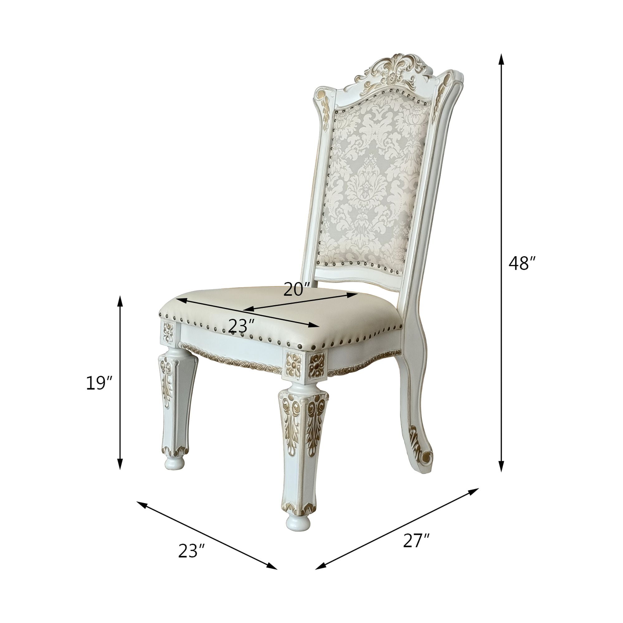 ACME Vendome Faux Leather Upholstered Side Chair in Antique Pearl