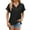 Black, variant on Women's Casual Summer Hoodies Short Sleeve Drawstring Hoodies Tops Button Front V Neck Pullover T-Shirts Tops