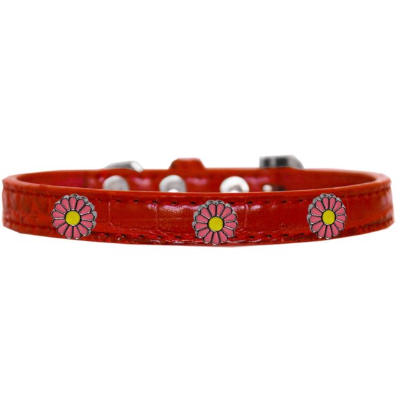 Dog, Puppy Pet Designer Croc Widget Collar, "Pink Daisies"