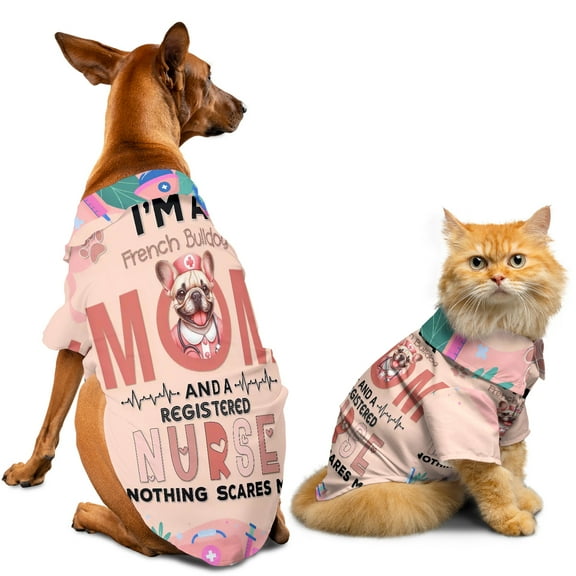 I'm a French Bulldog Mom and a Registered Nurse Nothing Scares Me Hawaiian Summer Shirt for Small Medium Large Dog Cat Dog Lover Gifts - 00002