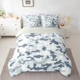 thumbnail image 2 of Manfei Blue Camouflage Bedding Comforter Set 7-Piece, Square Geometric King Bedding Sets, Cartoon Cartoon Reversible Bed Sheets, Breathable Home Decor, 2 of 7