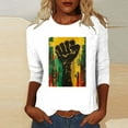 thumbnail image 2 of ibuvkizy Womens Black History Month 3/4 Sleeve T-shirts Ladies' Black Month Fashion Printed Round Neck 3/4 Sleeve T-shirt Loose Top,White,XXXL, 2 of 4