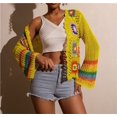 thumbnail image 4 of Cárdigans florales de ganchillo for mujer, cárdigan bohemio con abertura frontal, suéter, Tops de manga larga, moda Primavera Verano, 4 of 5