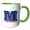 Green/White, variant on 3drose, Personalized Initial Letter M 3d Blue, 11oz Two-tone Blue Mug