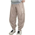 thumbnail image 2 of Juslio Boys Pants Loose Comfortable Mid Size Leg Tied Sports Beige, 2 of 3