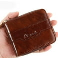 thumbnail image 4 of Men's 100% Cowhide Leather Zipper Wallet RFID Blocking ID Card Holder Coin Purse, 4 of 12