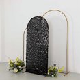 thumbnail image 2 of BalsaCircle 6 ft Black Fitted Sparkly Big Payette Sequin Round Top Wedding Arch Backdrop Stand Cover Party Events Decorations, 2 of 8