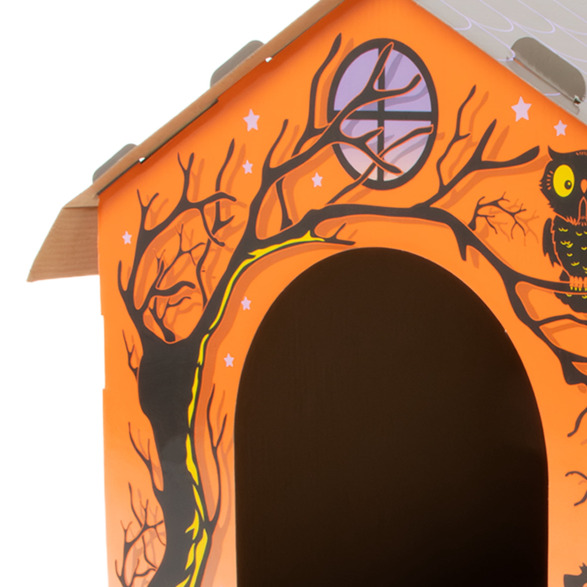 Kitty City Halloween Haunted Indoor Cat Scratcher House, Orange, One Size