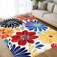 thumbnail image 4 of 5x7 Area Rugs, Ethnic Spring Floral Non-Skid Rubber Backing Large Rectangle Rugs - Living Room Bedroom Home Office, Summer Colorful Botanical Indoor Floor Mat Carpets Washable Rug, 4 of 9