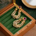thumbnail image 2 of Electroplating Retro Earrings Trendy Copper Simulated Pearl Earrings Beading Earrings, 2 of 5