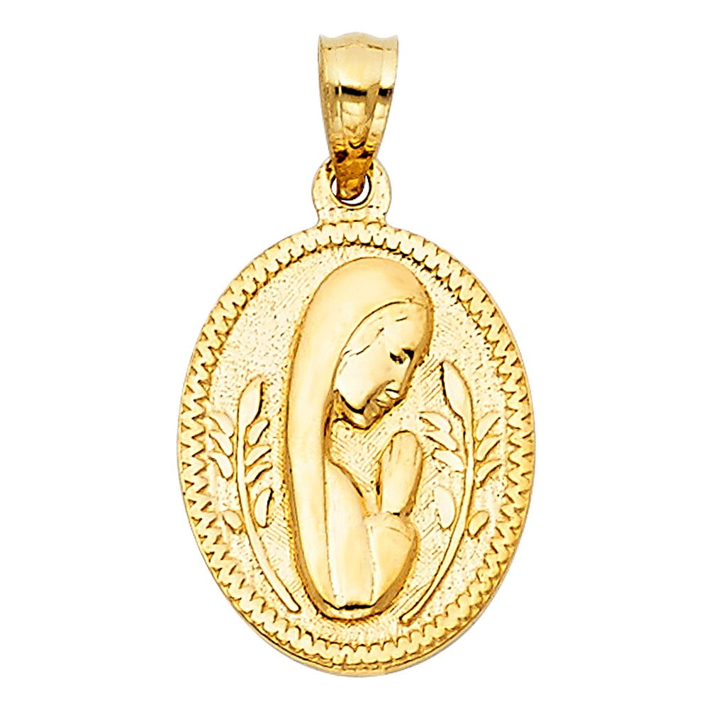 Trust Jewelry 14k Yellow Gold Religious Praying Lady Oval Charm